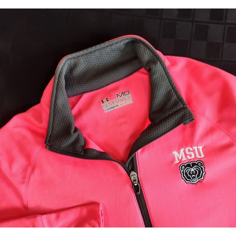 MSU Womens Medium MIZZOU Jacket Stretch‎ Under Armour Cold Gear Semi Fitted Pink - Picture 4 of 7